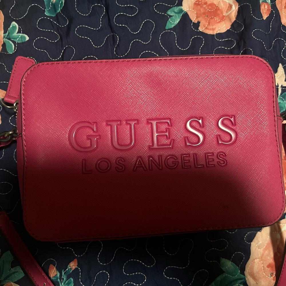Guess Pink Crossbody Bag with Textured Finish